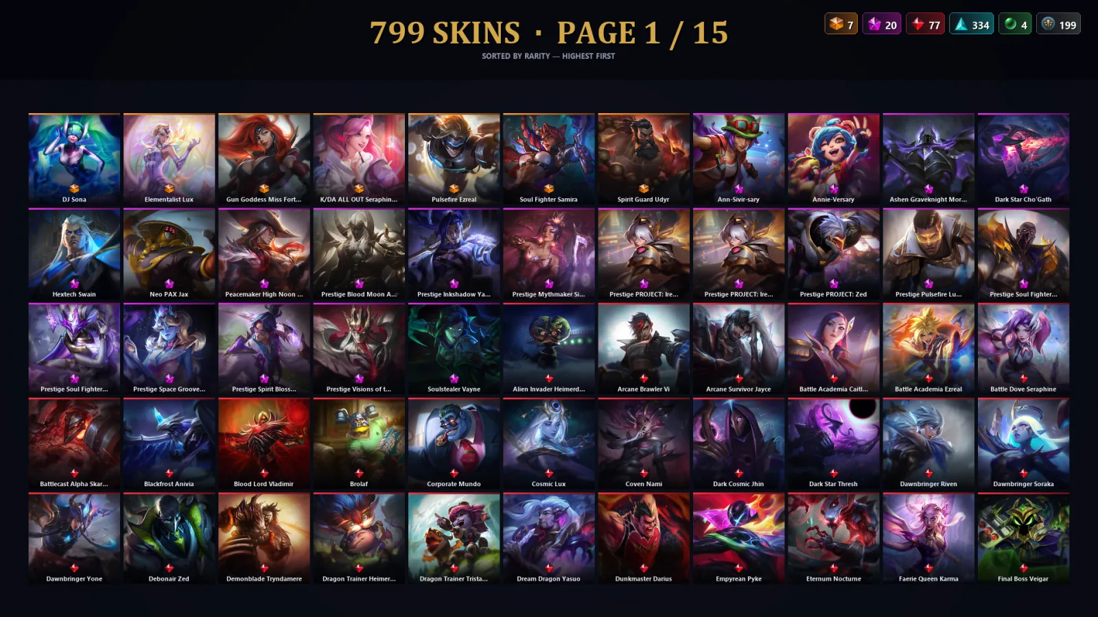 [LoL] | NA | Level 500 | 173 Champions | 799 Skins | 151,932 BE
