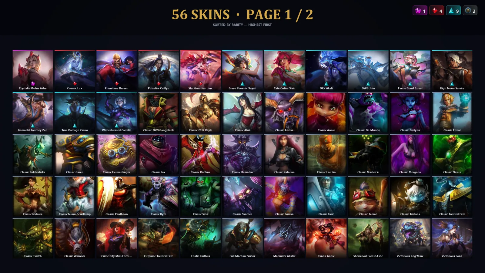 [LoL] | EUW | Level 80 | Platinum III | 96 Champions | 56 Skins