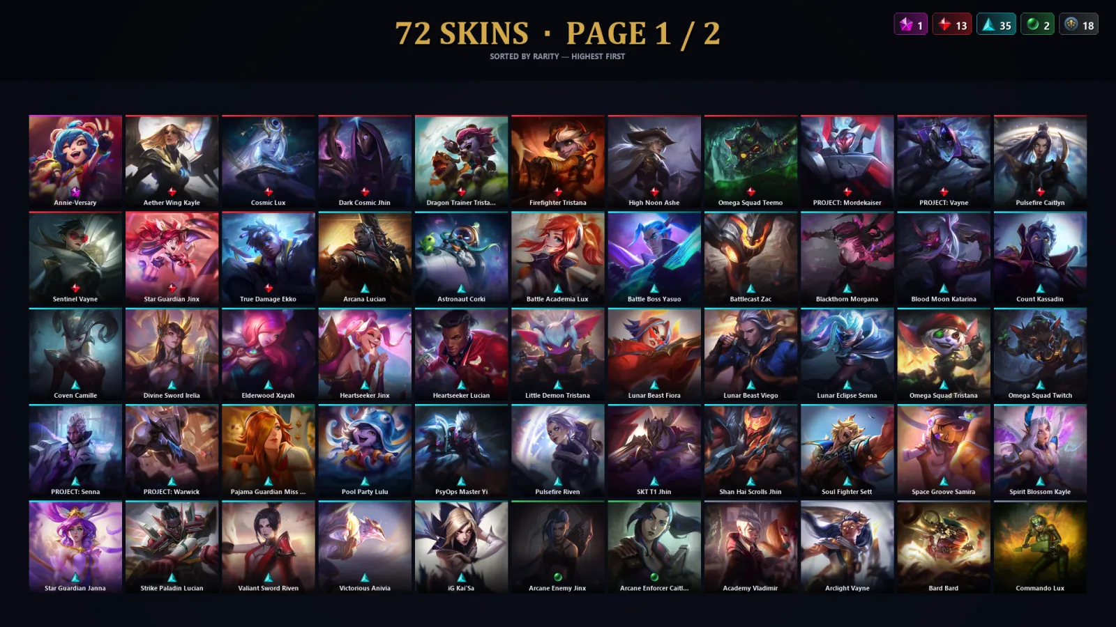 [LoL] | TR | Level 181 | Platinum I | 133 Champions | 72 Skins | 37,777 BE