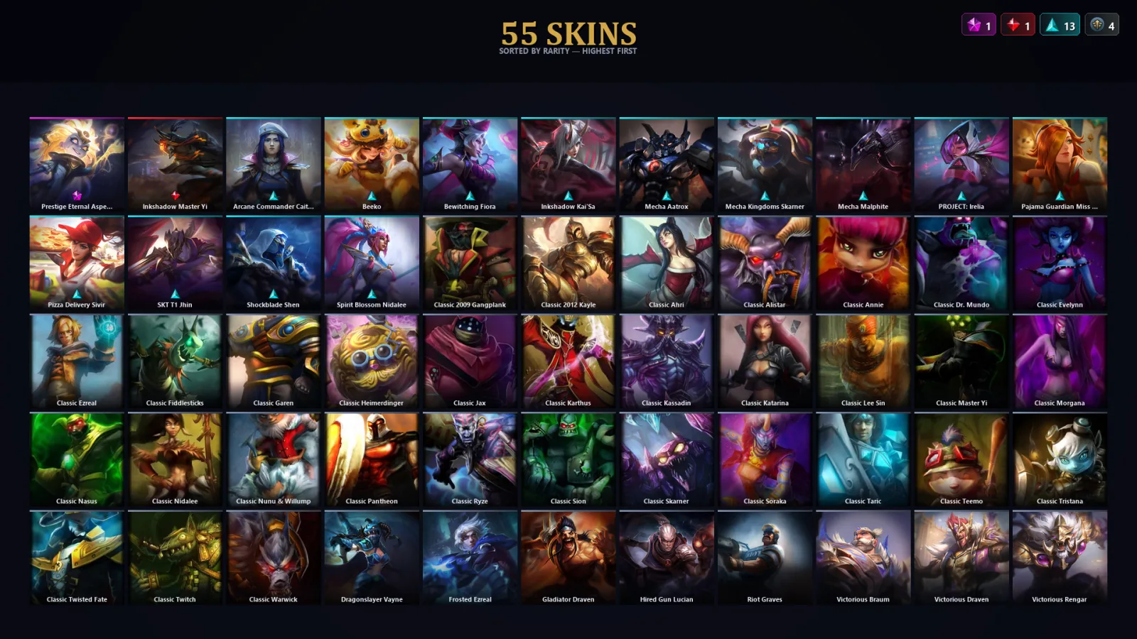 [LoL] | TR | Level 122 | Diamond I | 151 Champions | 55 Skins
