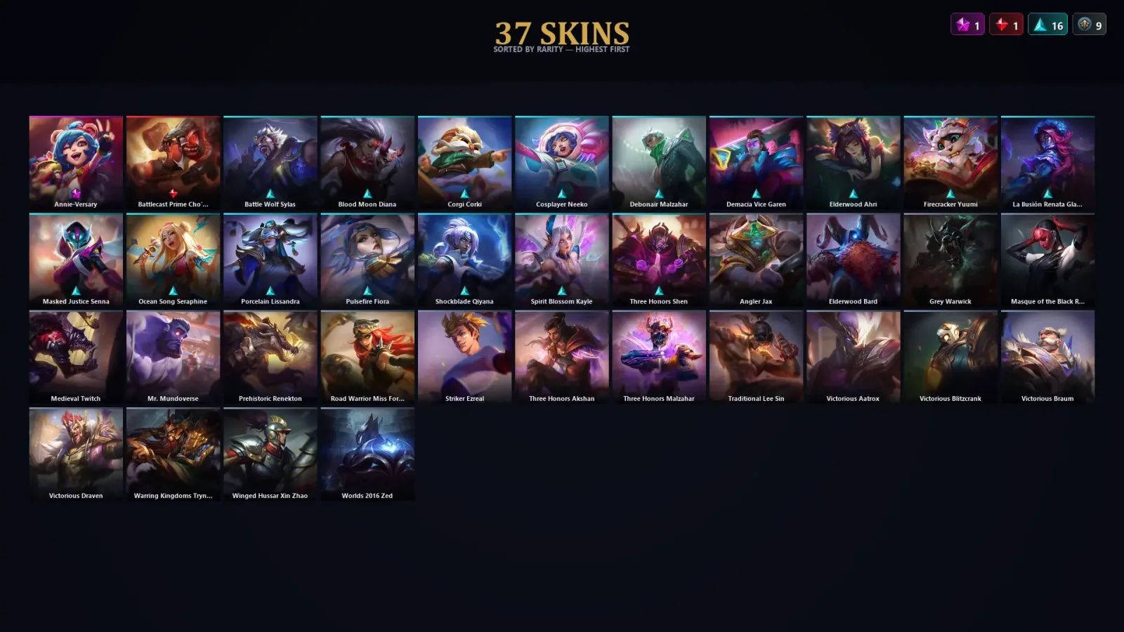 [LoL] | TR | Level 142 | Emerald I | 172 Champions | 37 Skins | 18,726 BE — LoL account