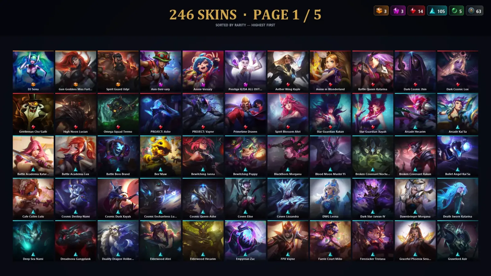 [LoL] | EUW | Level 500 | 172 Champions | 246 Skins | 17,999 BE — LoL account