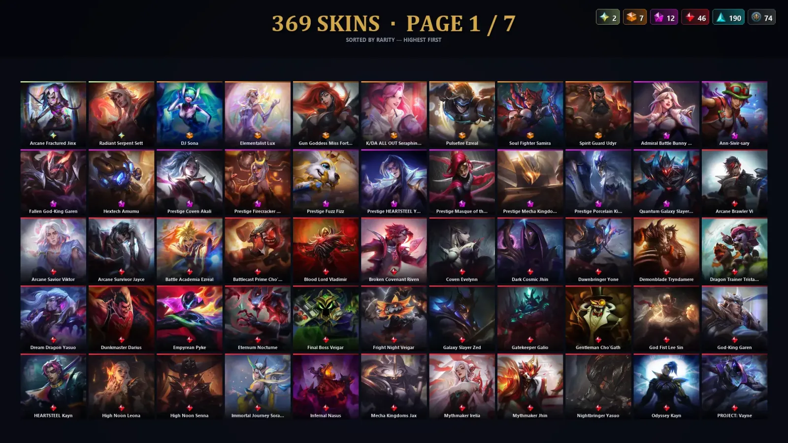 [LoL] | EUW | Level 275 | 172 Champions | 369 Skins | 51,630 BE — LoL account