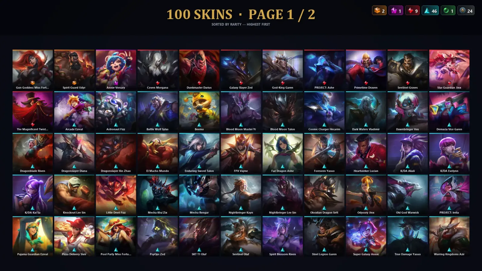 [LoL] | TR | Level 268 | 109 Champions | 100 Skins | 24,911 BE — LoL account