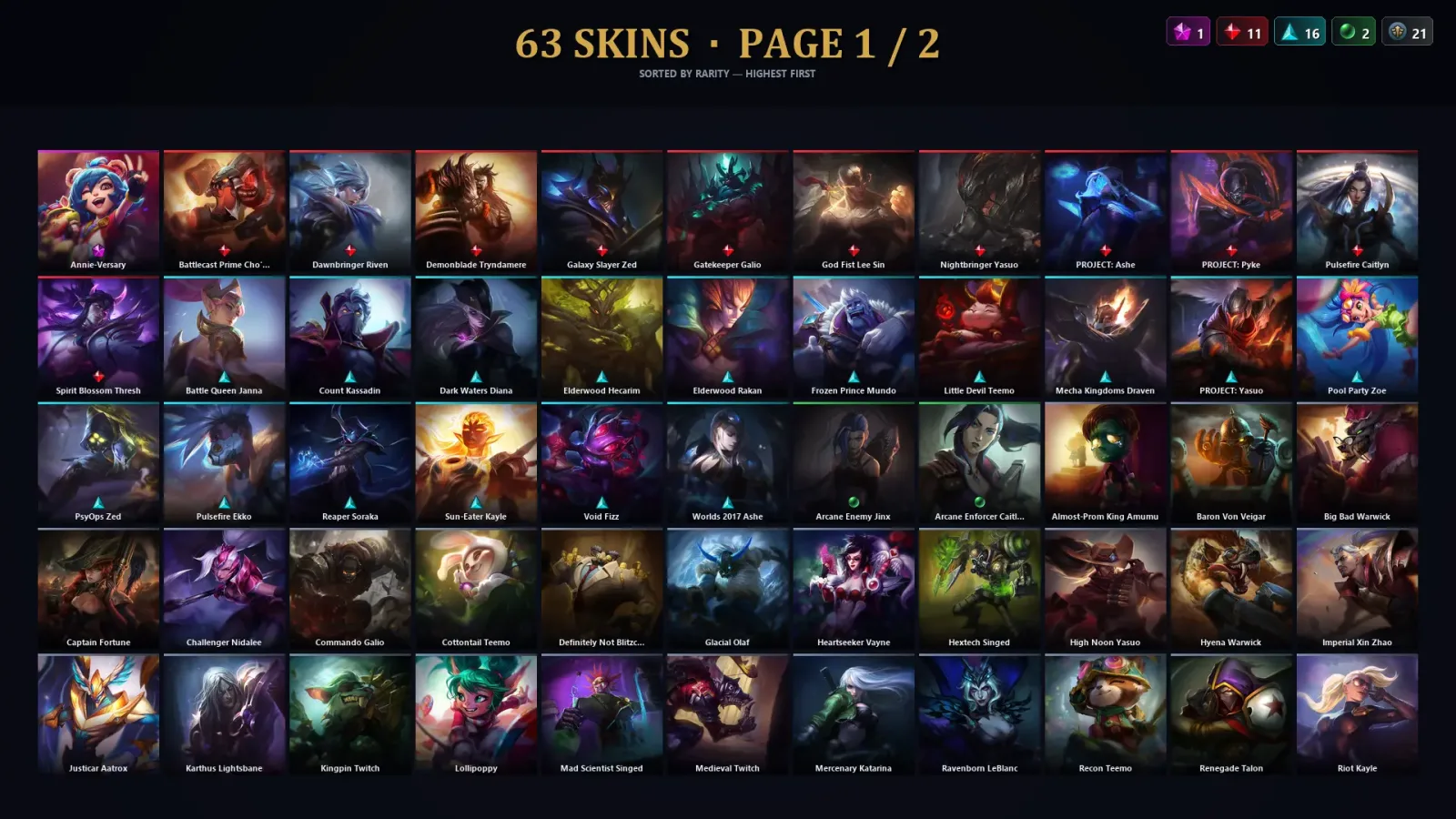 [LoL] | TR | Level 272 | 101 Champions | 63 Skins | 10,670 BE — LoL account
