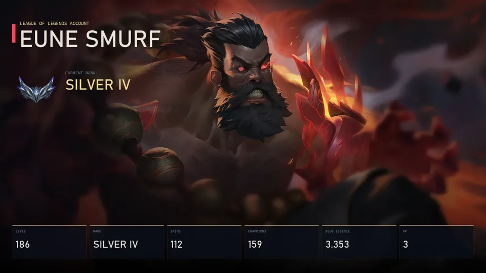 EUNE | Spirit Guard Udyr | Risen Legend LeBlanc | PROJECT: Ashe | Mecha Kingdoms Jax | Battle Academia Ezreal | Silver IV | 112 Skin | 159 Champion — main preview
