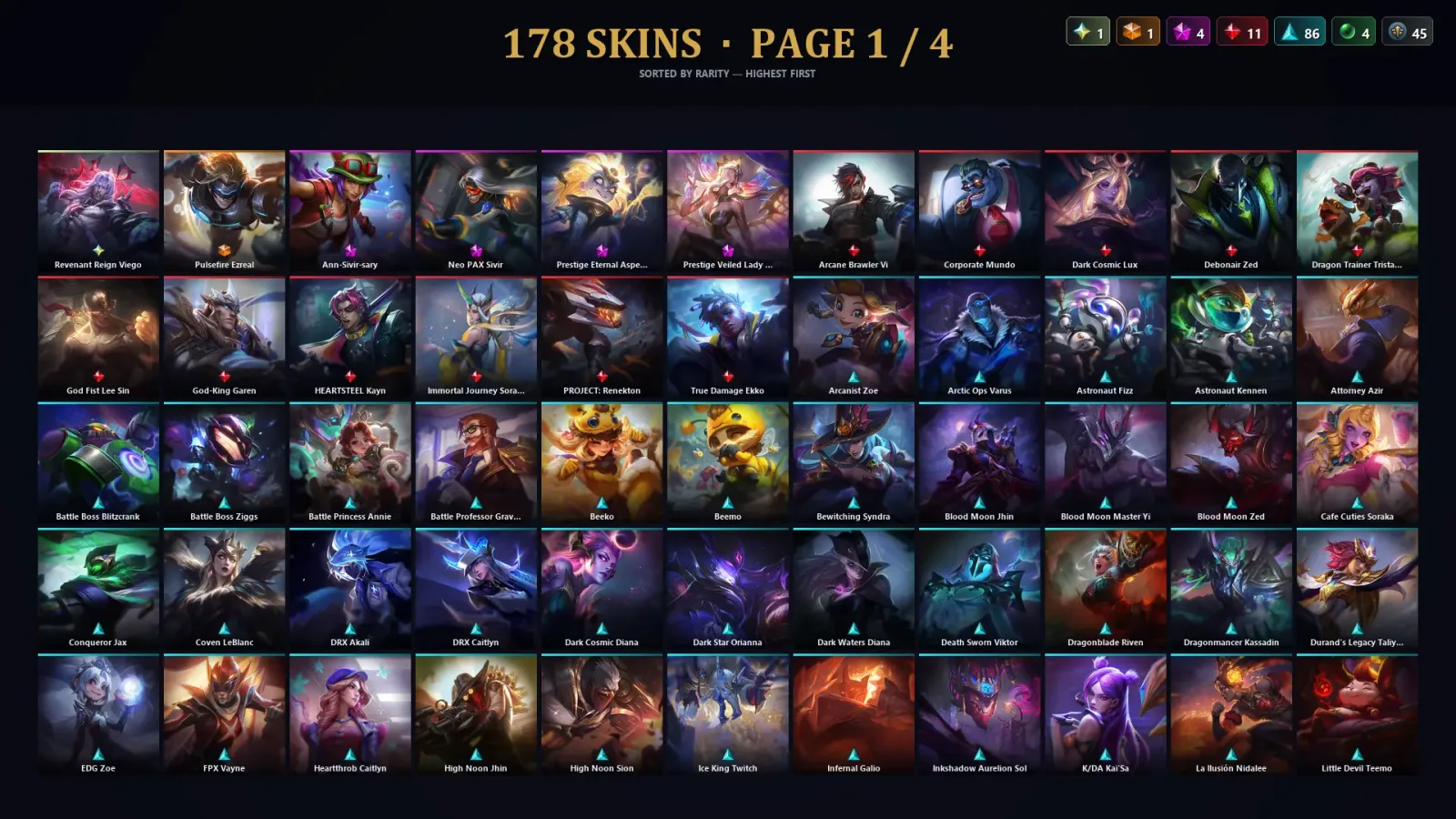 [LoL] | TR | Level 235 | Diamond II | 172 Champions | 178 Skins | 27,827 BE — LoL account