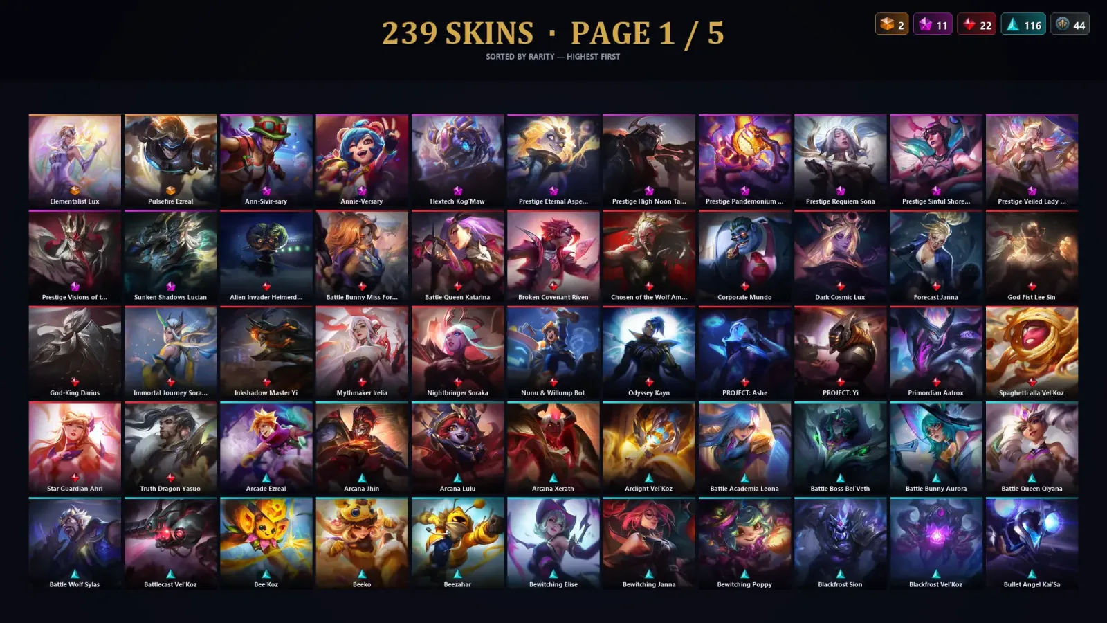 [LoL] | EUW | Level 30 | 172 Champions | 239 Skins | 30,427 BE — LoL account