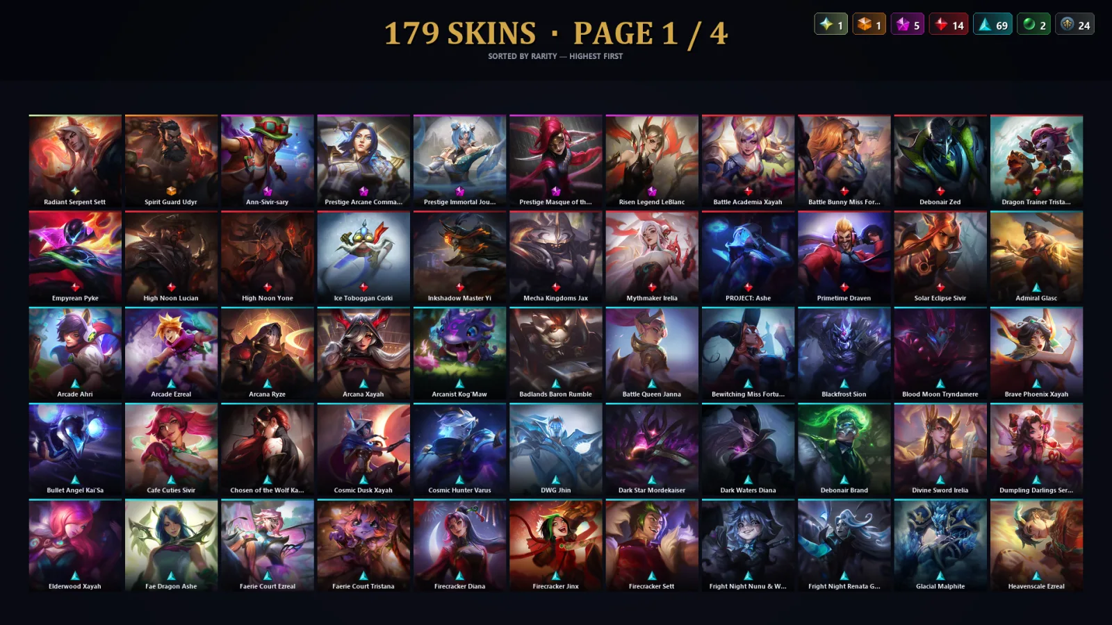 [LoL] | TR | Level 30 | Diamond I | 173 Champions | 147 Skins | 103,736 BE