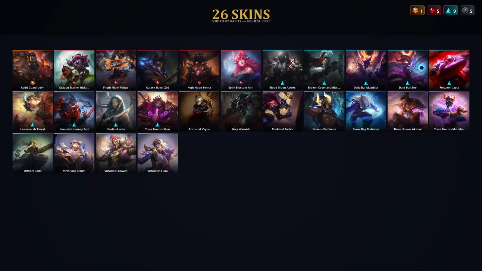 [LoL] | EUW | Level 30 | Master | 143 Champions | 26 Skins | 127,585 BE