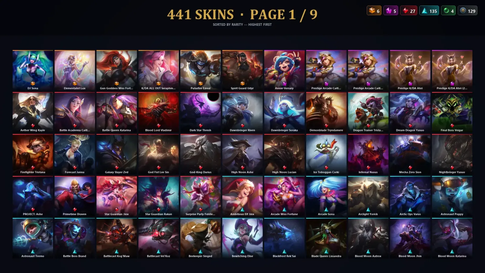 [LoL] | EUW | Level 349 | 166 Champions | 441 Skins — LoL account