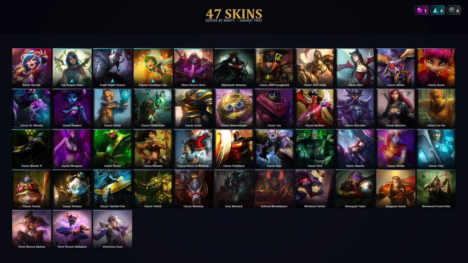 [LoL] | TR | Level 48 | Emerald IV | 49 Champions | 47 Skins
