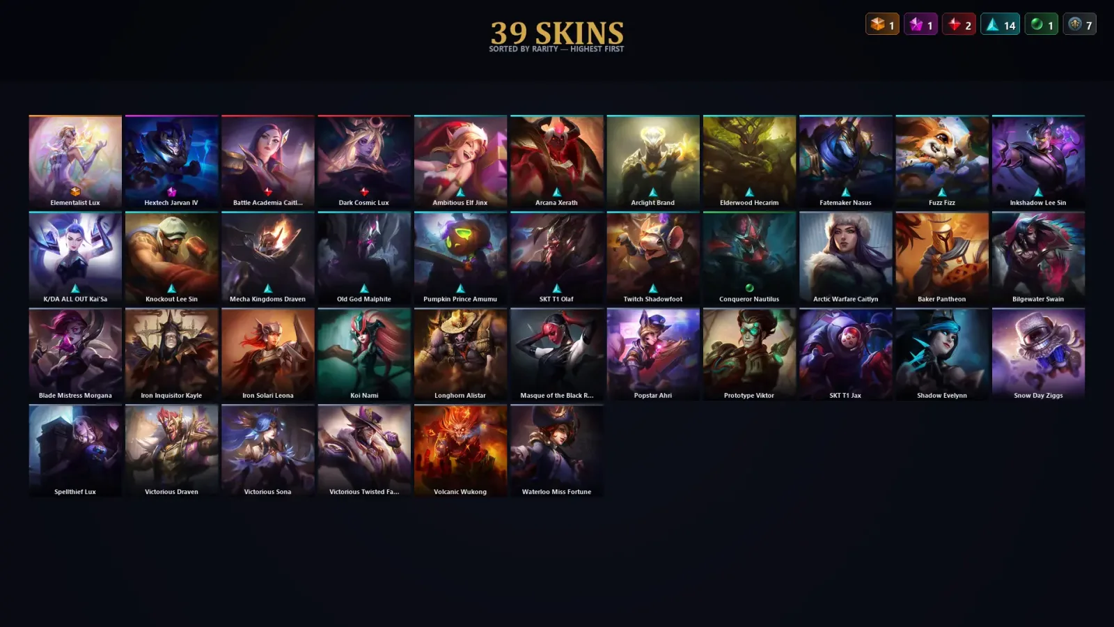 [LoL] | TR | Level 97 | 166 Champions | 39 Skins