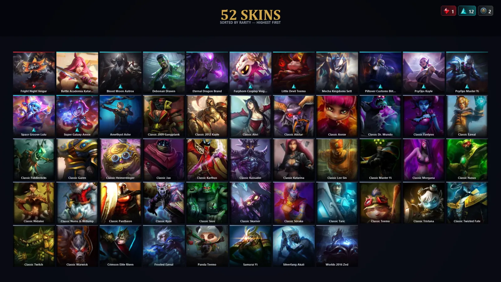 [LoL] | TR | Level 40 | Platinum III | 45 Champions | 52 Skins