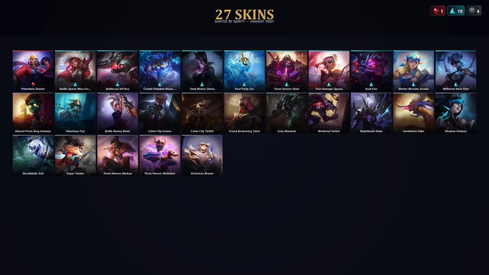 [LoL] | TR | Level 53 | Diamond IV | 71 Champions | 27 Skins | 10,680 BE