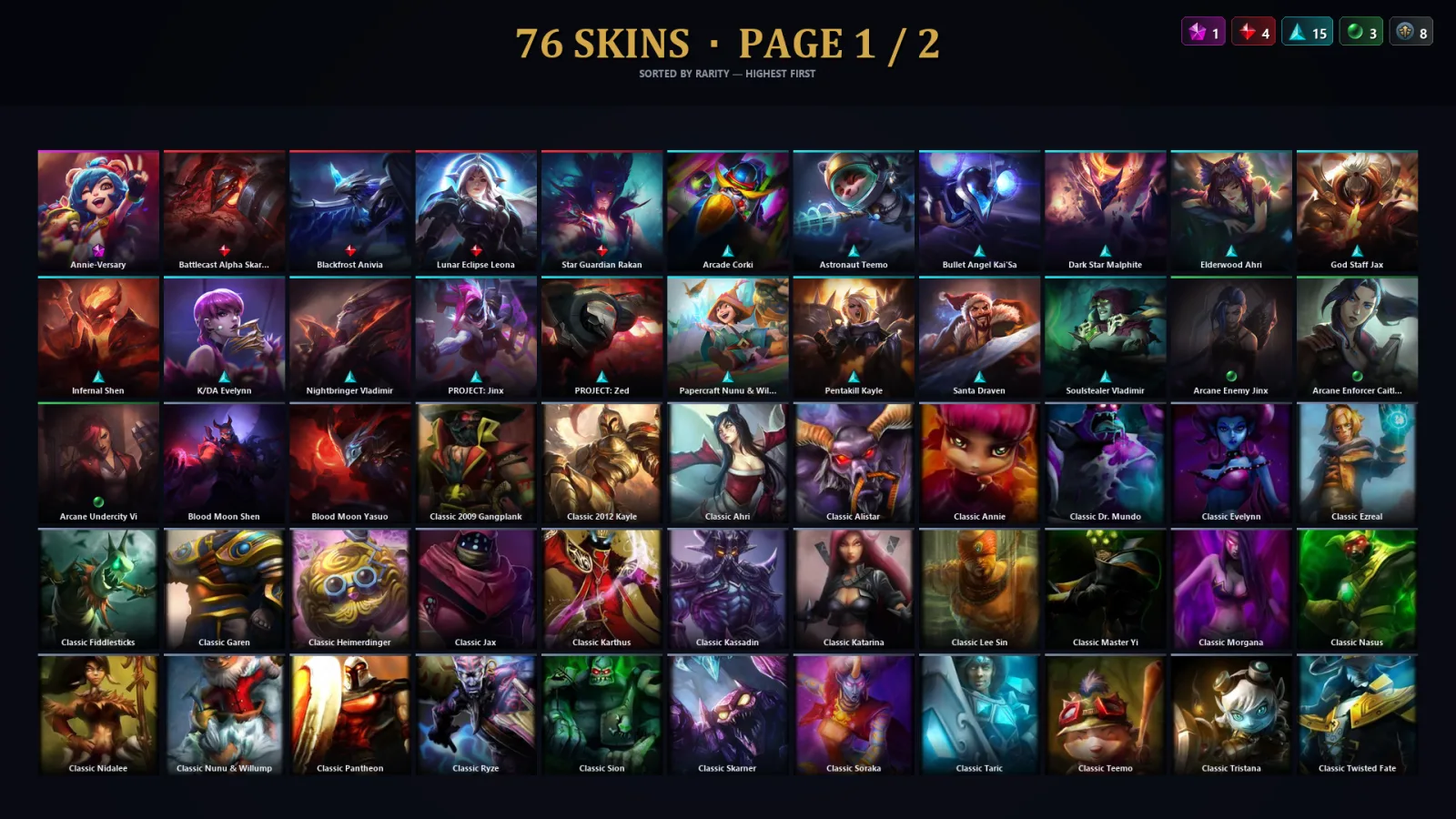 [LoL] | TR | Level 195 | 88 Champions | 44 Skins