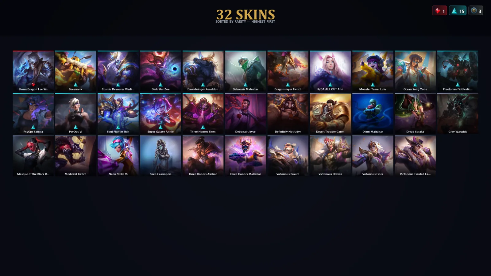 [LoL] | TR | Level 190 | Silver III | 173 Champions | 32 Skins | 77,779 BE