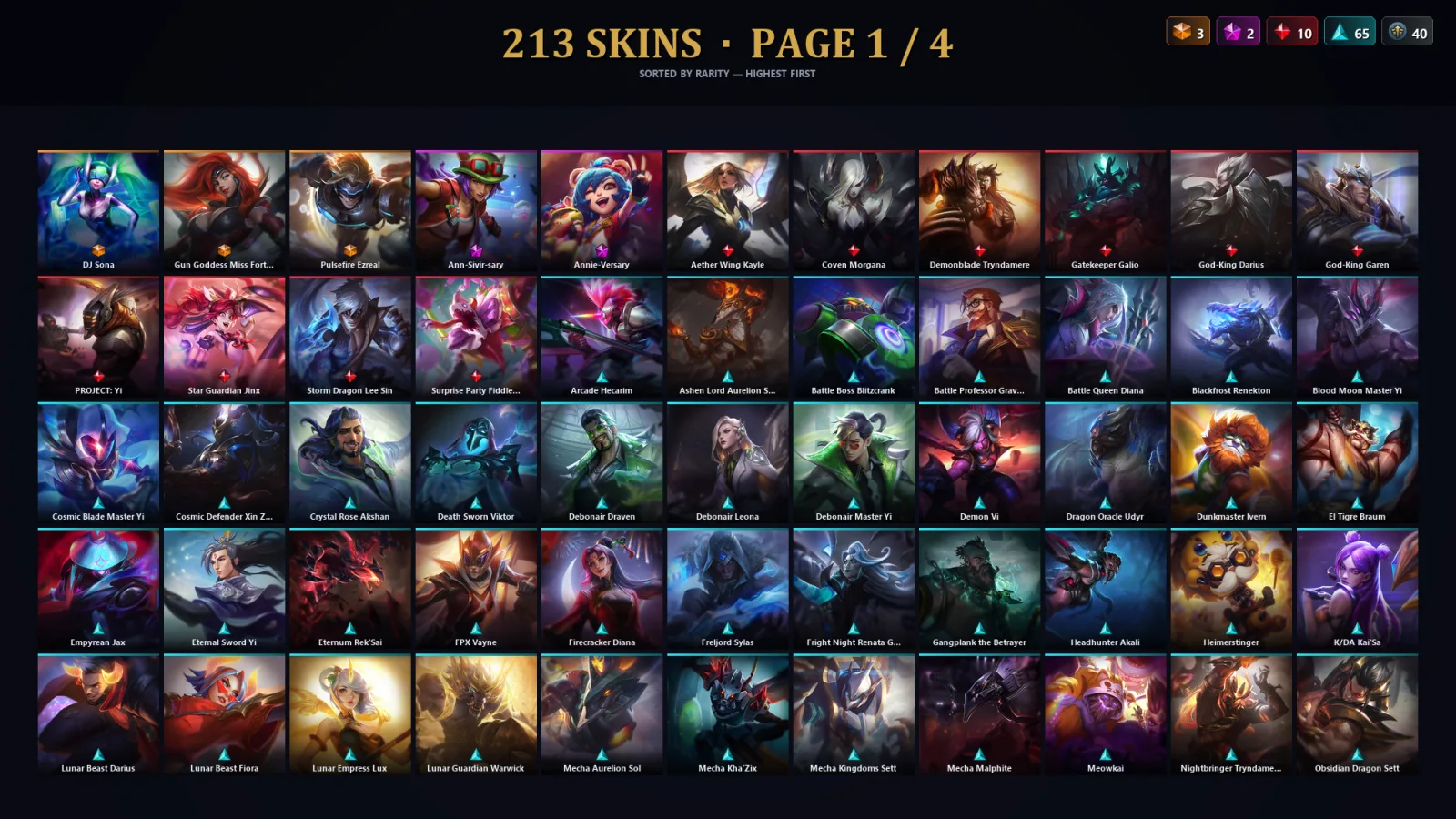 [LoL] | EUW | Level 203 | Silver I | 173 Champions | 181 Skins | 68,512 BE