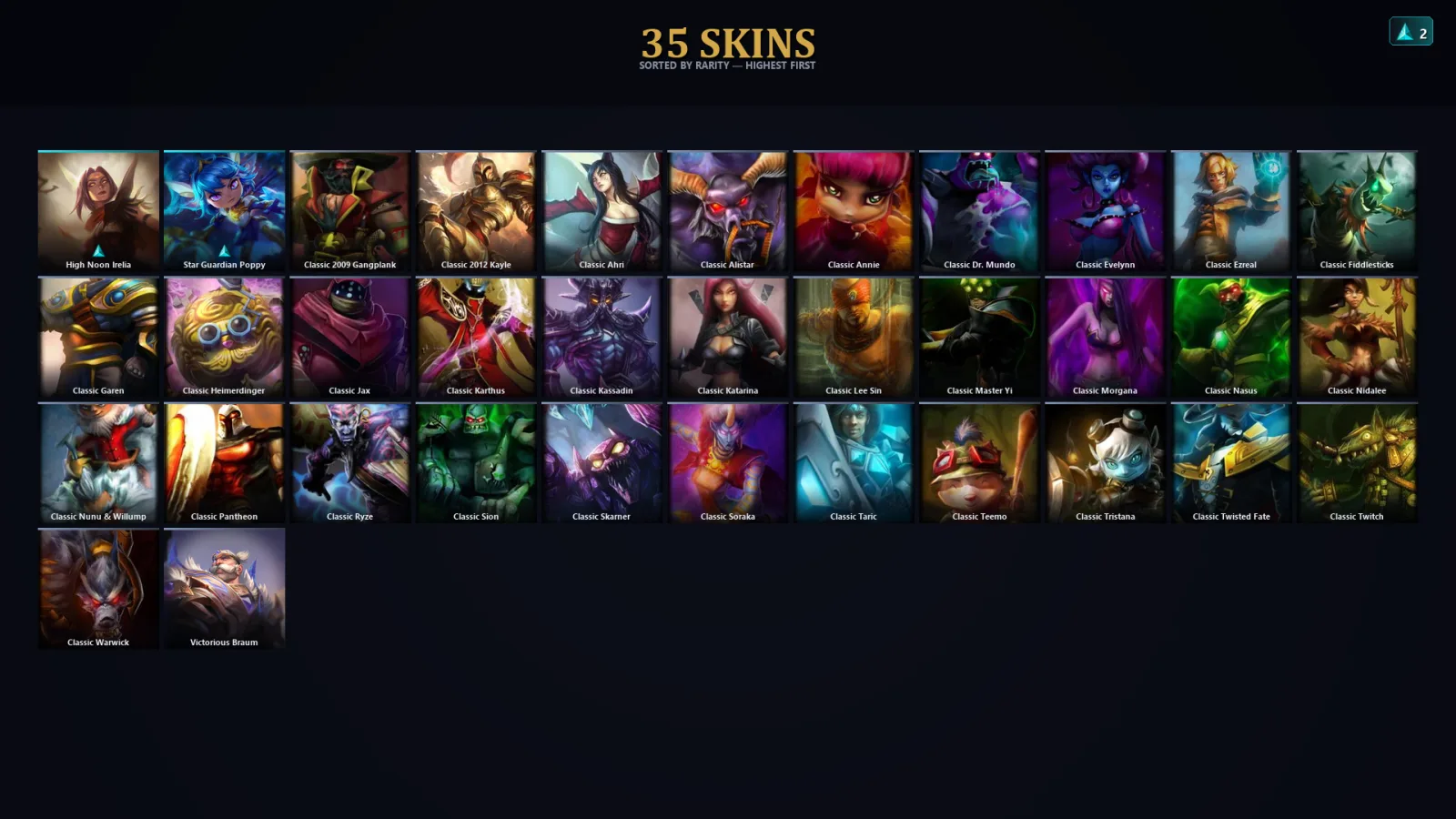 [LoL] | EUW | Level 34 | Emerald IV | 54 Champions | 35 Skins