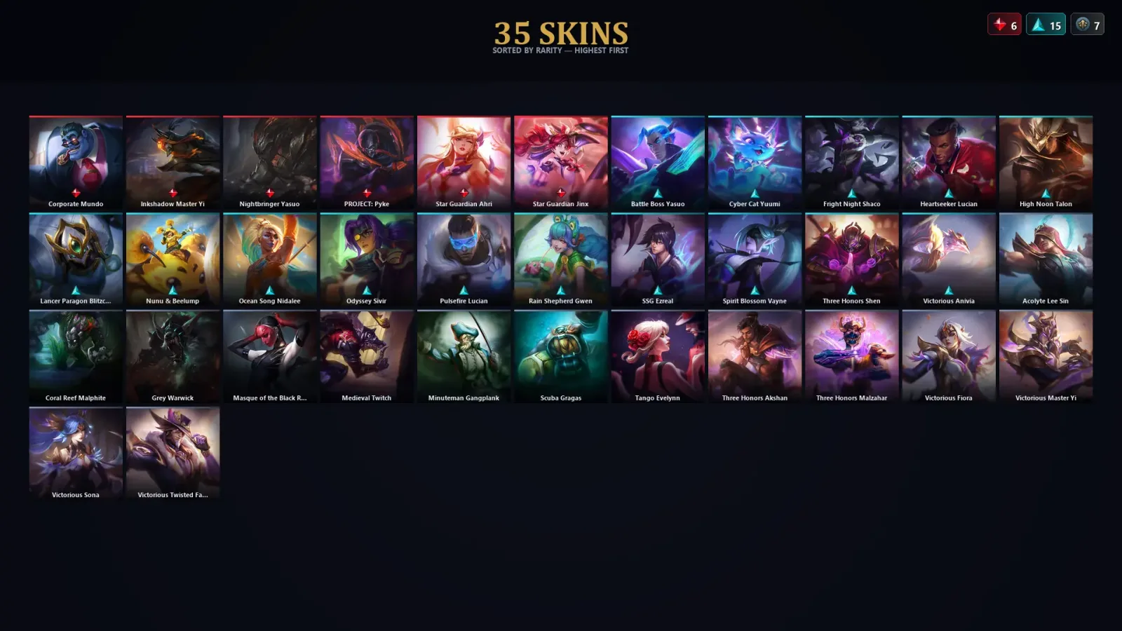 [LoL] | EUW | Level 116 | Diamond II | 116 Champions | 35 Skins