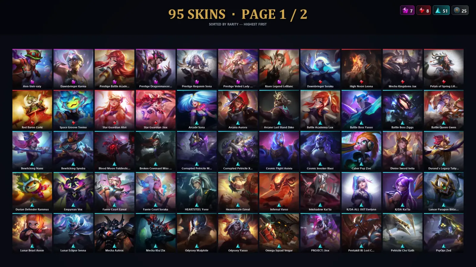 [LoL] | TR | Level 152 | Emerald III | 172 Champions | 95 Skins | 24,219 BE — LoL account