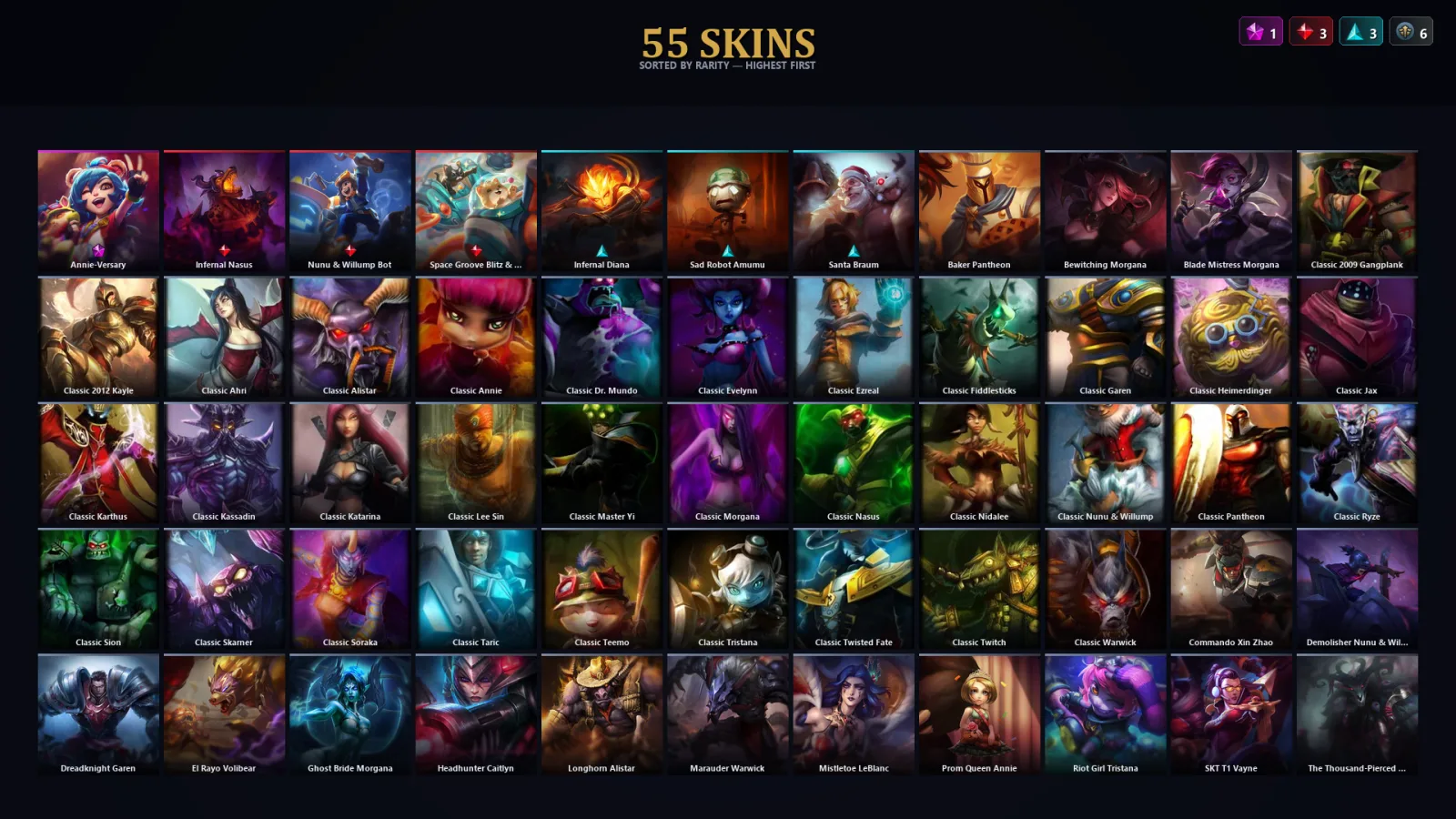 [LoL] | TR | Level 89 | 62 Champions | 55 Skins