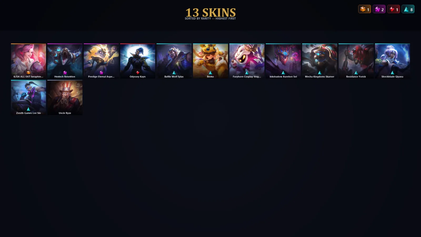 [LoL] | TR | Level 43 | 48 Champions | 13 Skins | 30,545 BE