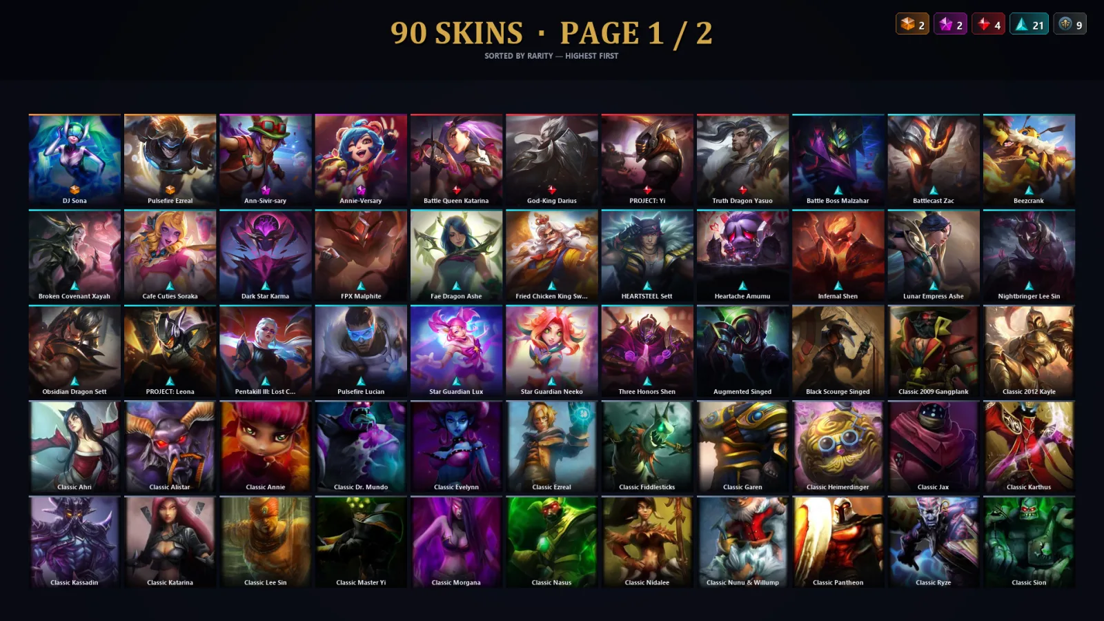 [LoL] | TR | Level 302 | Gold IV | 173 Champions | 90 Skins | 80,547 BE