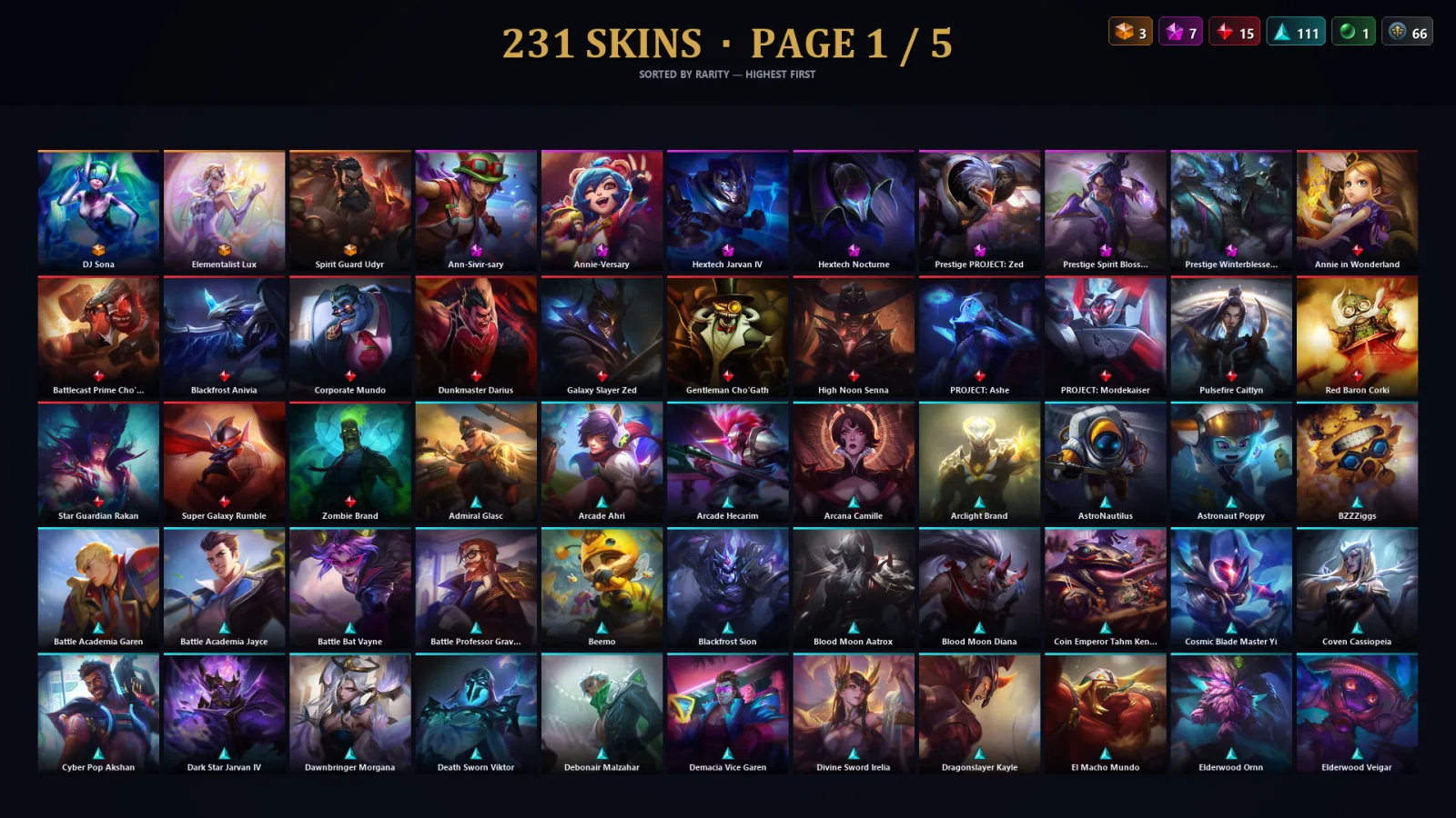 [LoL] | EUW | Level 500 | 172 Champions | 231 Skins | 62,973 BE