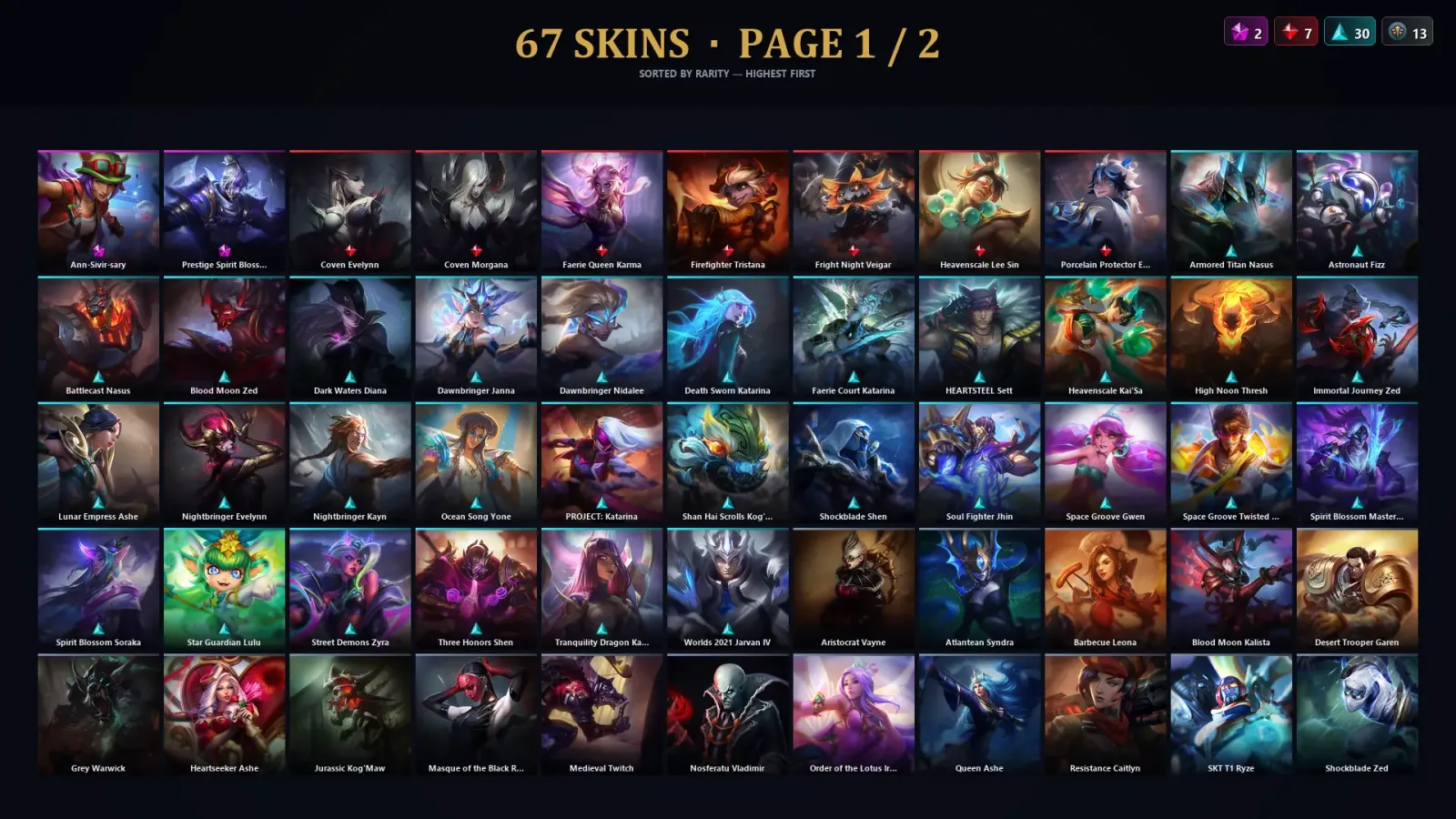 [LoL] | TR | Level 128 | 133 Champions | 67 Skins | 20,728 BE