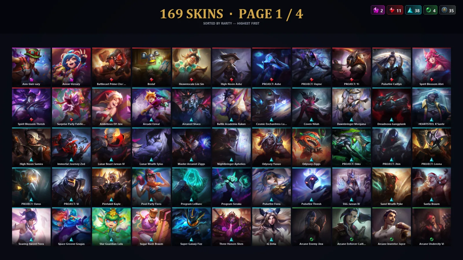 [LoL] | TR | Level 377 | Platinum III | 173 Champions | 169 Skins | 120,206 BE