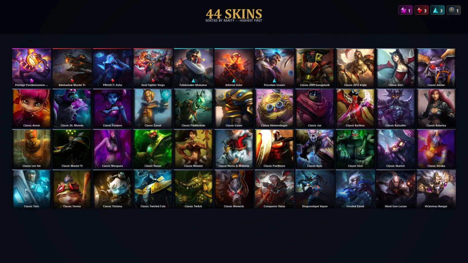 [LoL] | TR | Level 33 | 53 Champions | 44 Skins | 11,566 BE — LoL account