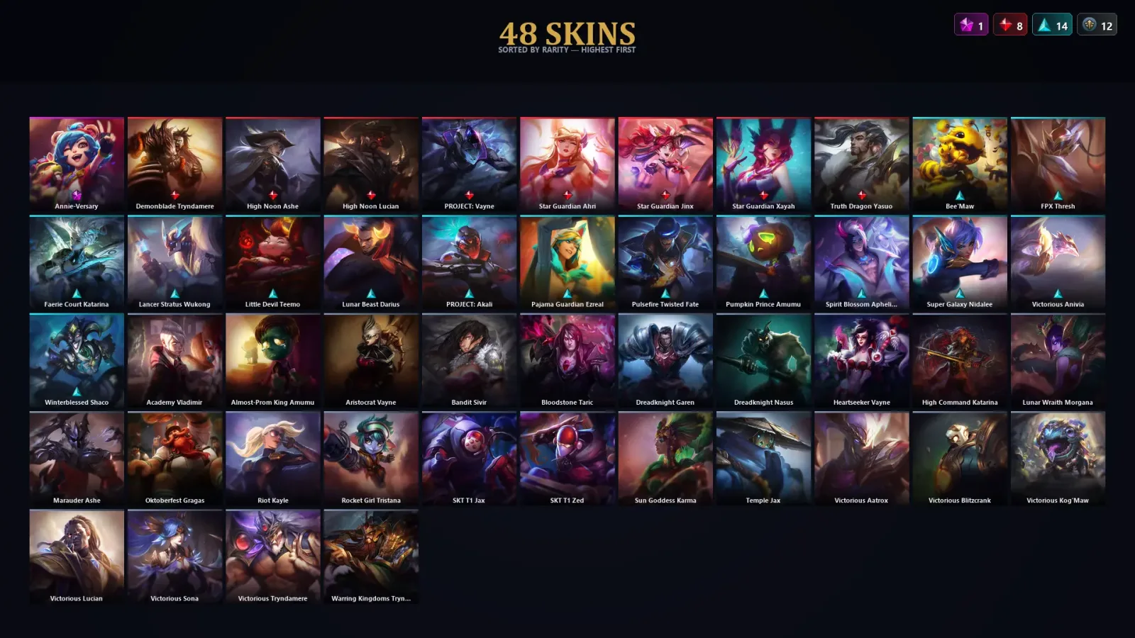 [LoL] | TR | Level 123 | Platinum III | 148 Champions | 48 Skins | 16,652 BE