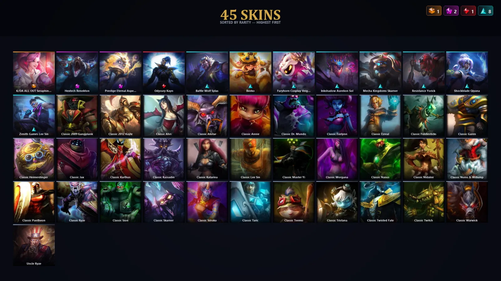 [LoL] | TR | Level 43 | 48 Champions | 13 Skins | 30,545 BE