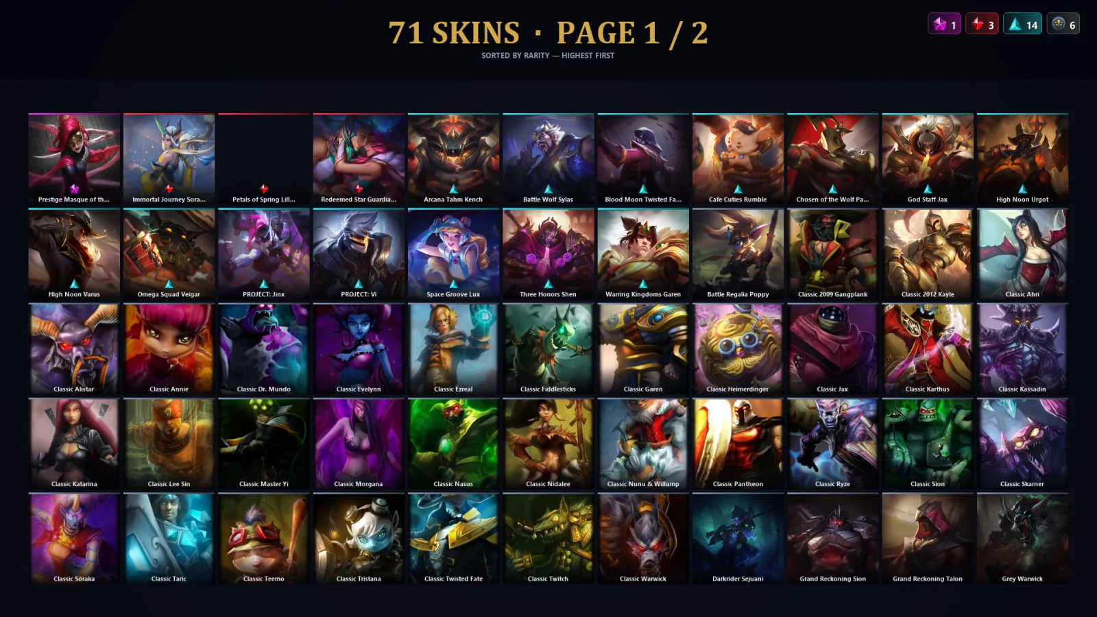 [LoL] | TR | Level 71 | Emerald I | 135 Champions | 71 Skins | 17,406 BE