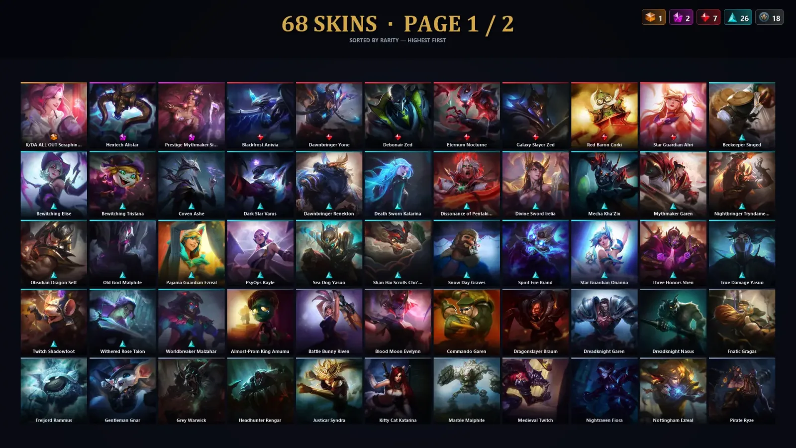 [LoL] | TR | Level 30 | Master | 172 Champions | 68 Skins — LoL account