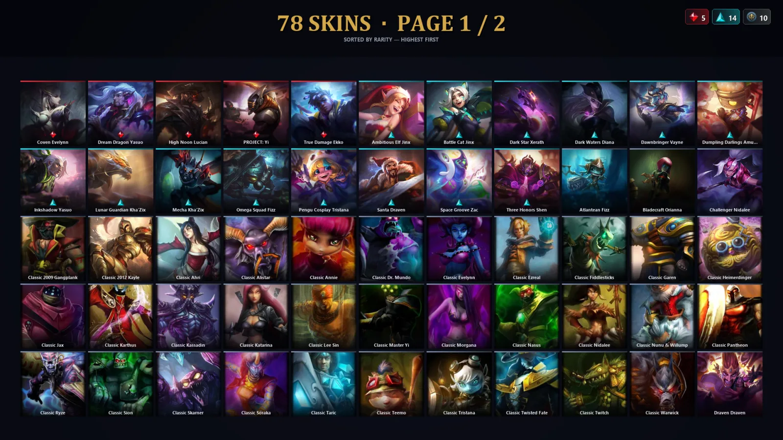 [LoL] | TR | Level 30 | Grandmaster | 173 Champions | 78 Skins | 19,385 BE