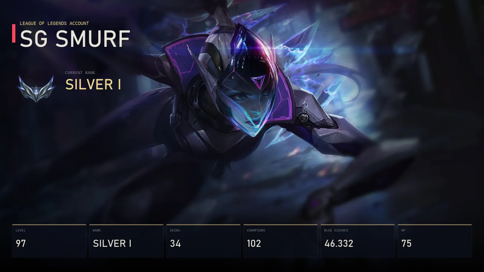 SG | PROJECT: Vayne | Star Guardian Kai'Sa | Dark Cosmic Jhin | T1 Jayce | Fright Night Nunu & Willump | Silver I | 34 Skin | 102 Champion — main preview