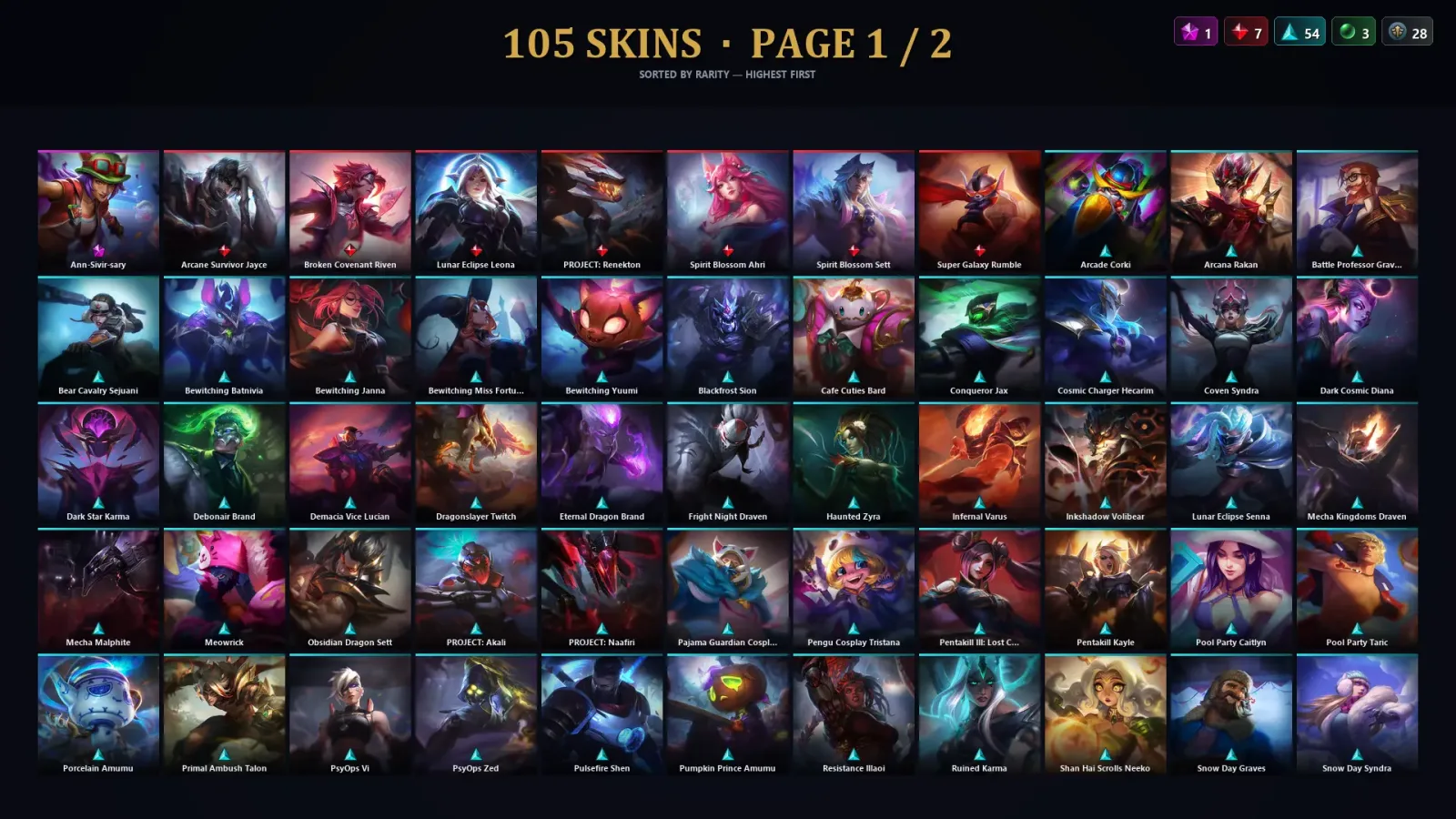 [LoL] | TR | Level 141 | Gold III | 172 Champions | 105 Skins | 57,982 BE — LoL account