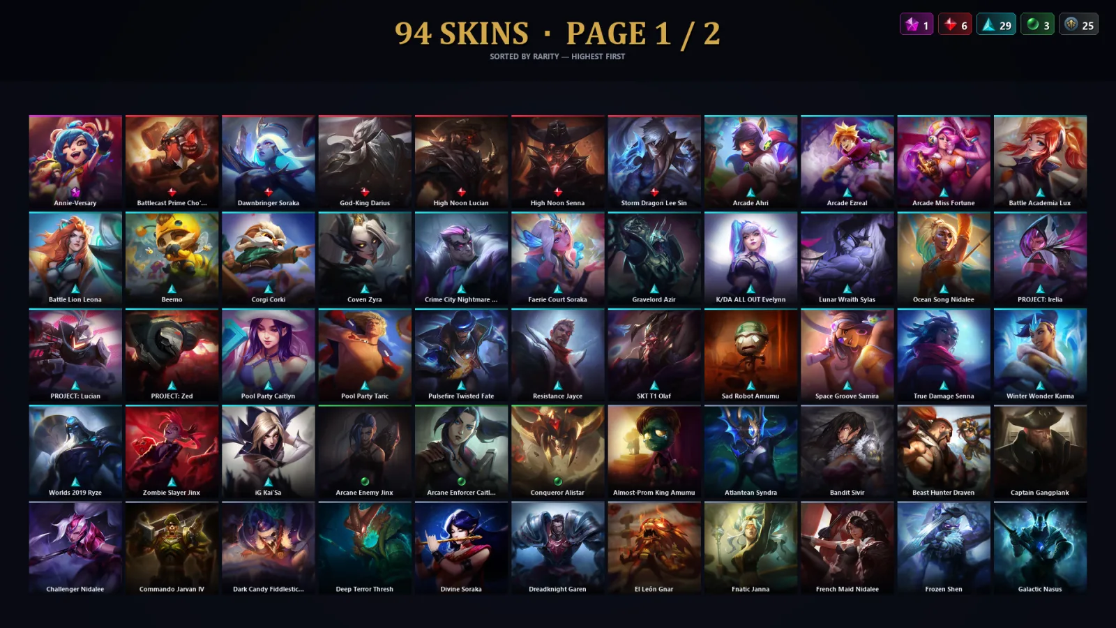 [LoL] | TR | Level 262 | Silver I | 173 Champions | 94 Skins | 36,060 BE