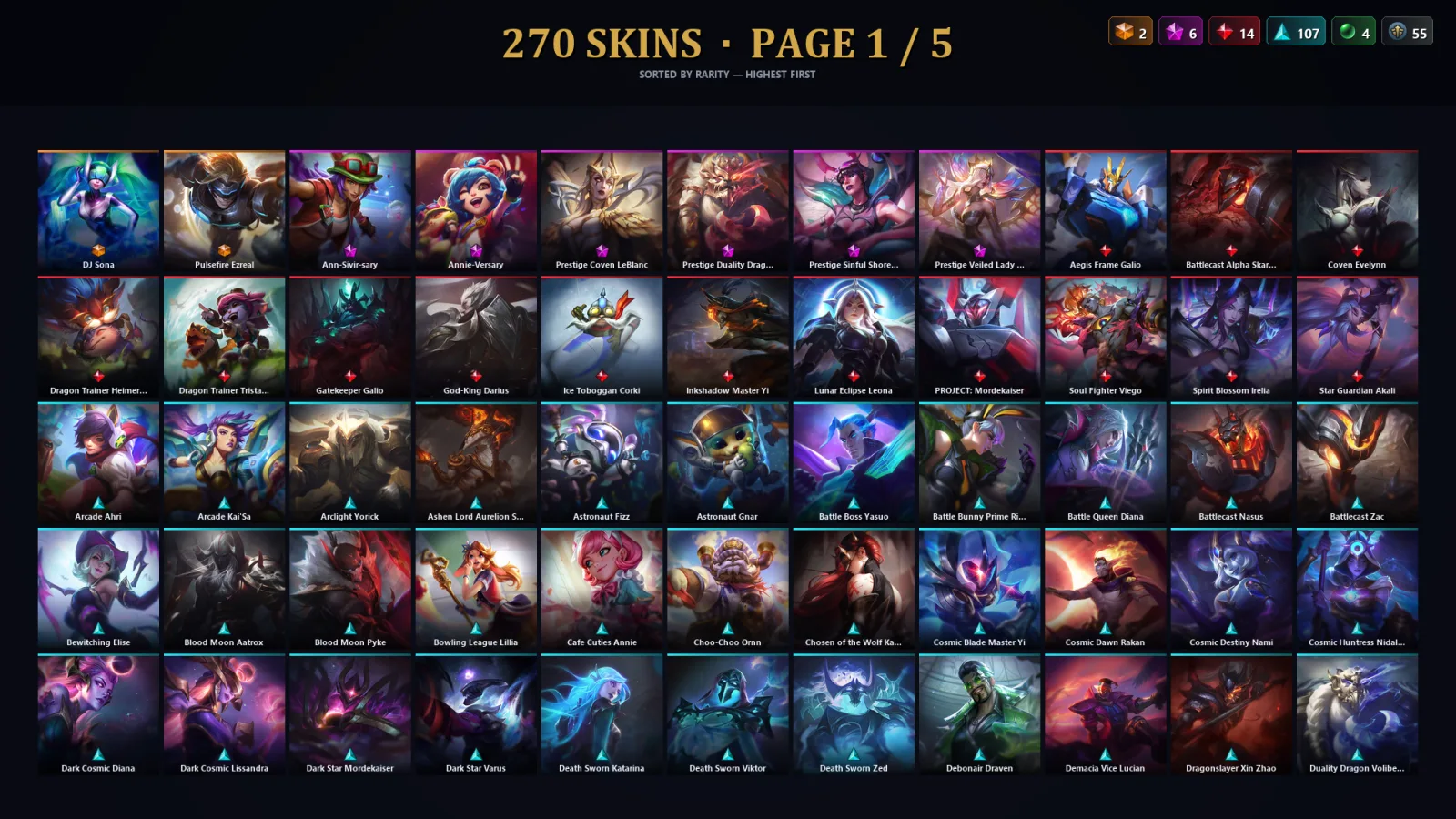 [LoL] | EUW | Level 500 | 173 Champions | 238 Skins | 77,061 BE