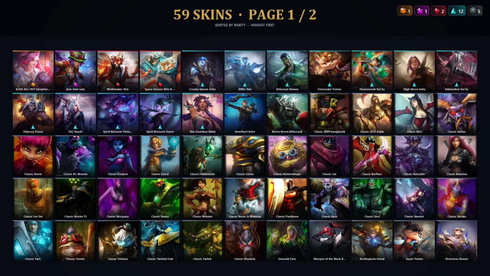 [LoL] | TR | Level 110 | Diamond I | 173 Champions | 59 Skins