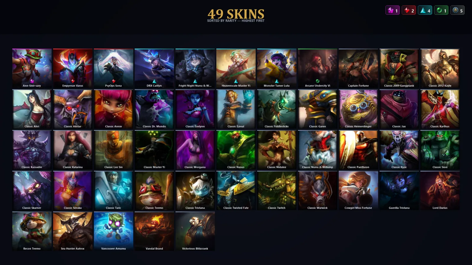 [LoL] | TR | Level 47 | Platinum IV | 95 Champions | 49 Skins