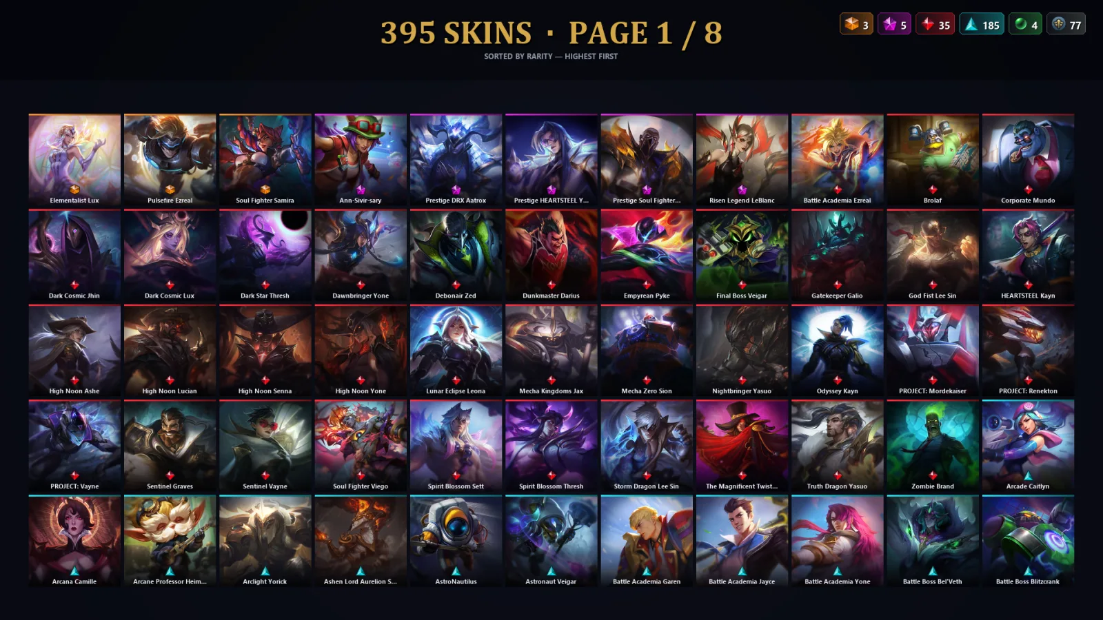 [LoL] | TR | Level 500 | Diamond II | 172 Champions | 363 Skins