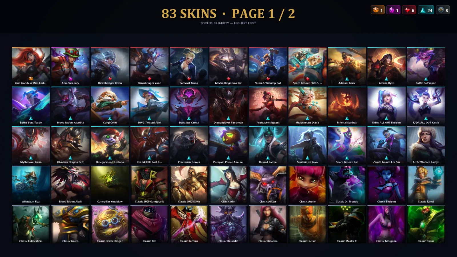 [LoL] | TR | Level 229 | Emerald I | 148 Champions | 83 Skins