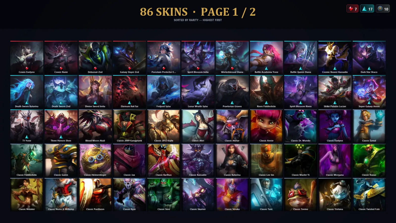 [LoL] | TR | Level 212 | Platinum II | 92 Champions | 86 Skins | 13,821 BE