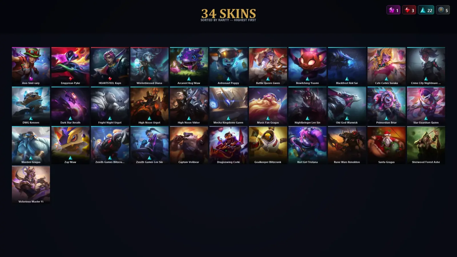 [LoL] | TR | Level 44 | Silver II | 64 Champions | 34 Skins — LoL account