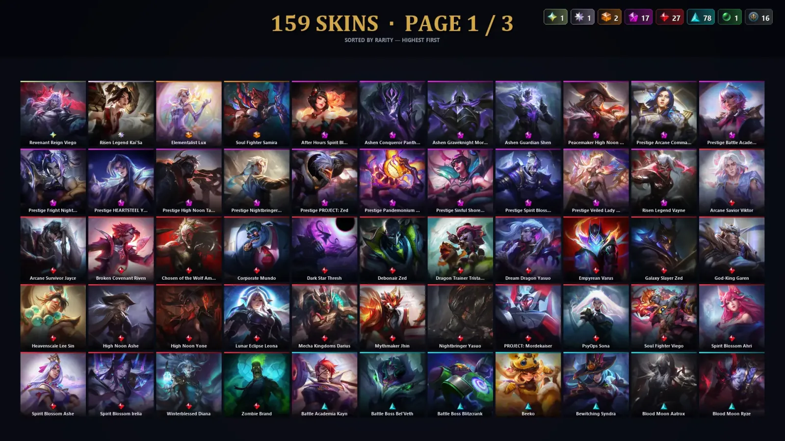 [LoL] | TR | Level 98 | Gold III | 167 Champions | 159 Skins