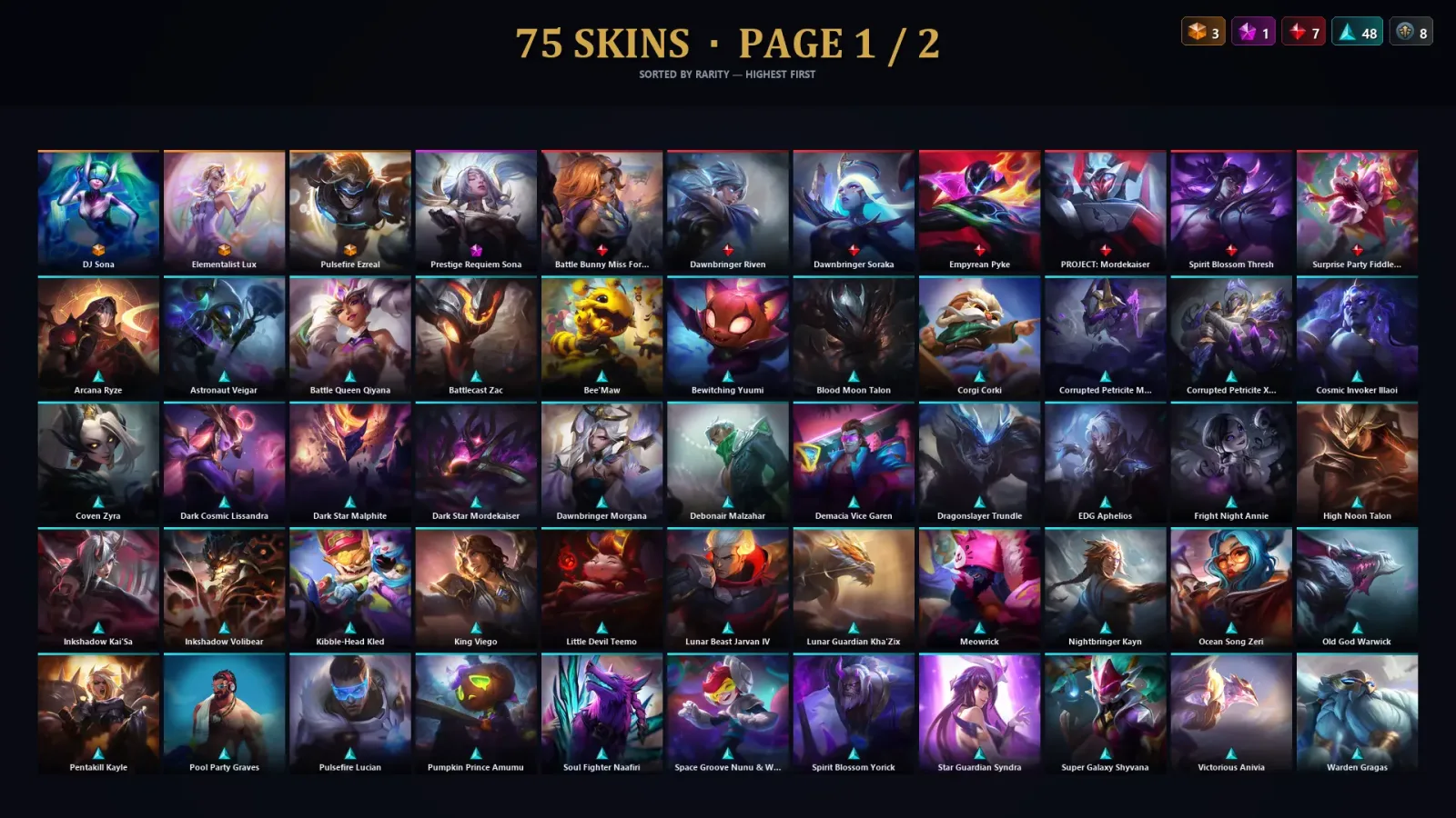 [LoL] | TR | Level 119 | Platinum II | 126 Champions | 75 Skins — LoL account