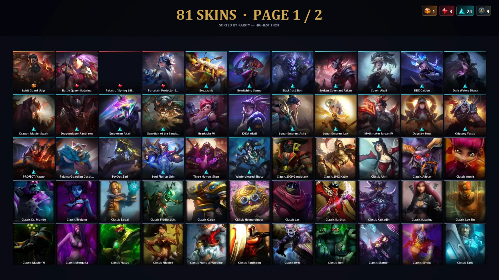 [LoL] | TR | Level 192 | Silver II | 173 Champions | 81 Skins | 56,469 BE